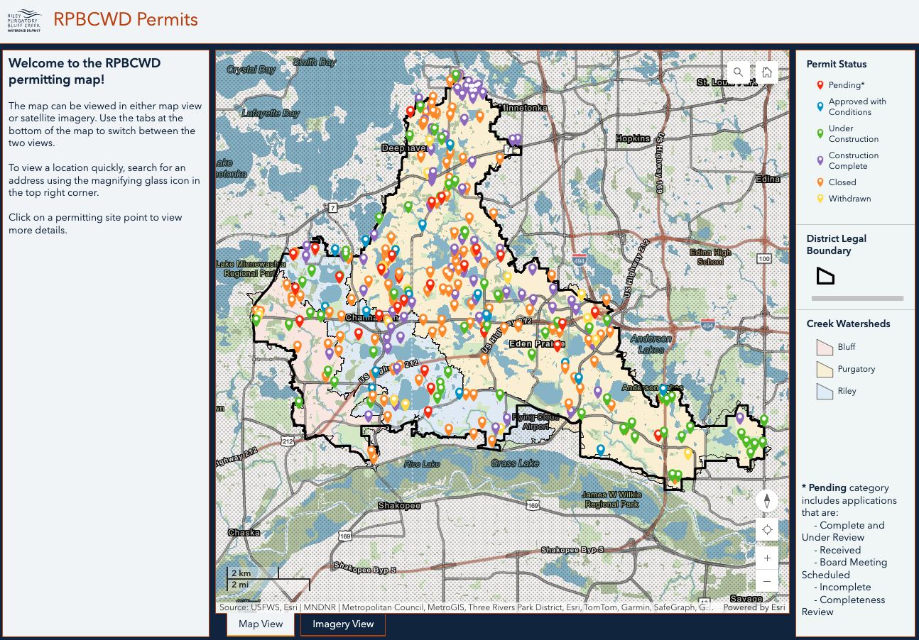 Image of the District's permits web map.